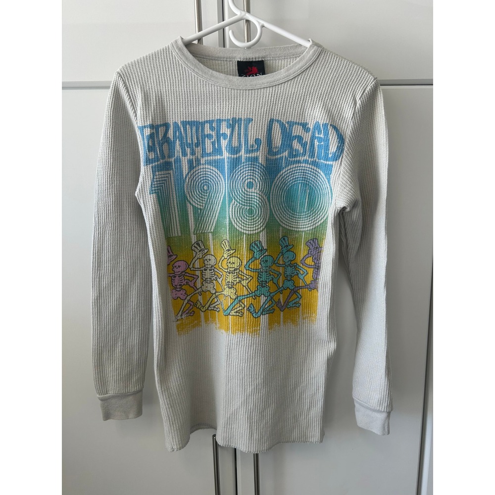Grateful Dead 1980 Dancing Skeletons Thermal Shirt Zion Rootswear Grey Medium